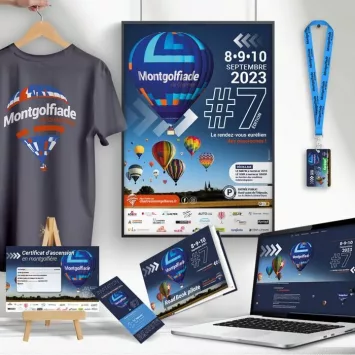 Site internet, affiches, cartons d’invitation, certificats d’ascension, tee-shirts floqués, tours de cou