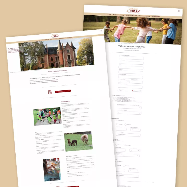 Création d’un formulaire de pré-réservation scolaire sur mesure pour le Domaine du Ciran